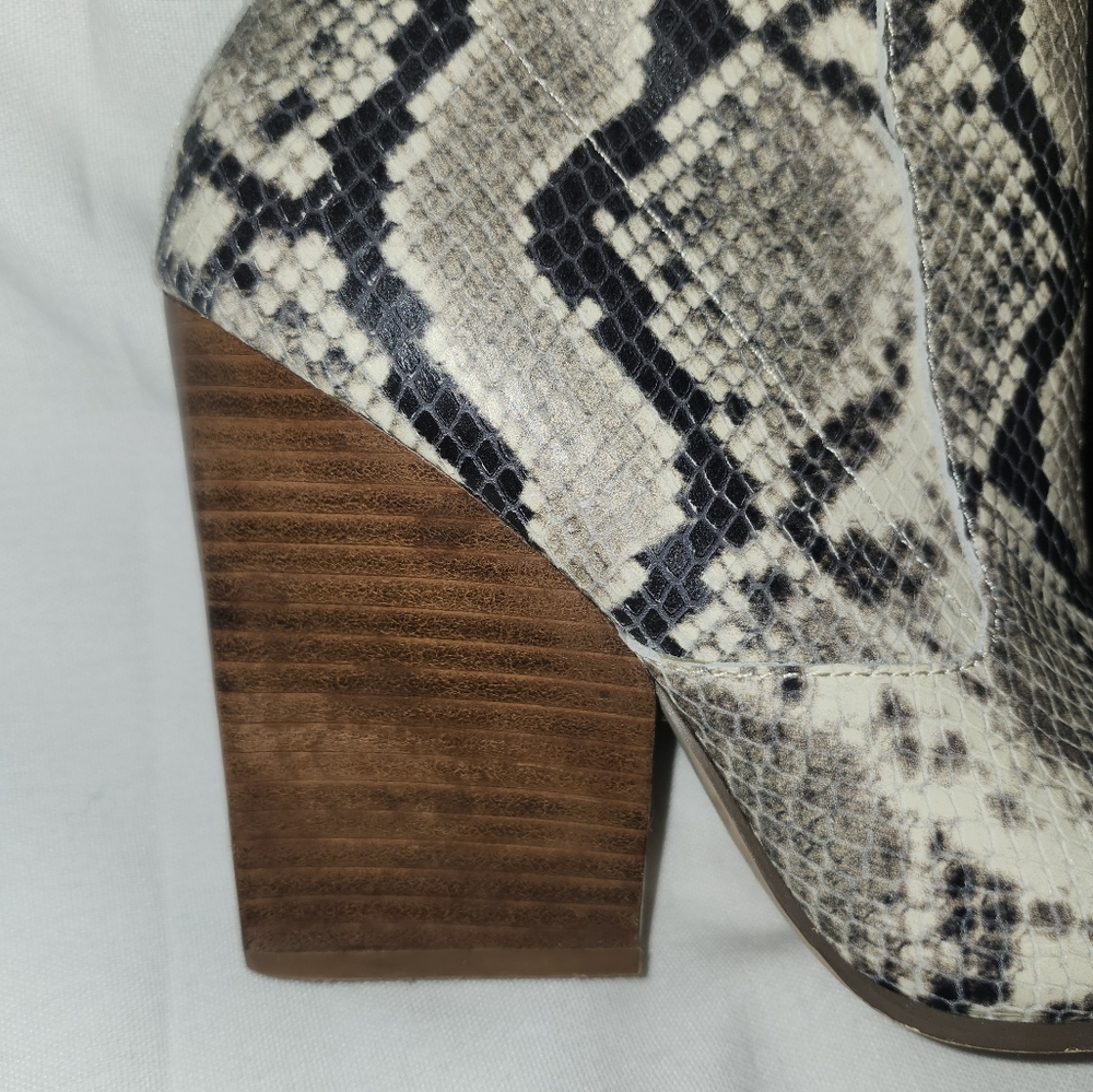 Python Snakeskin Pattern Booties Block Heel - 7 - image 2